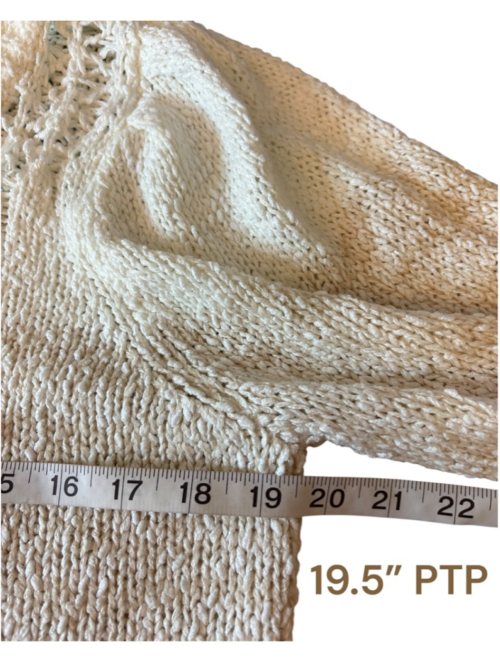 Heartloom Cream Textured Knit Sweater, L, Openwork Coastal Neutral - Picture 5 of 16